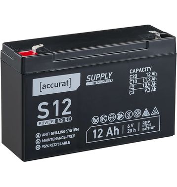 Accurat Supply S12 AGM 6V Batterie de plomb 12Ah