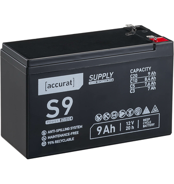 Accurat Supply S9 12V AGM Batterie de plomb 9Ah