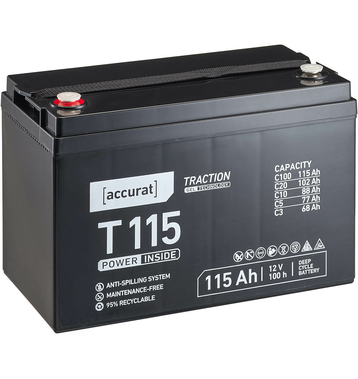 Accurat Traction T115 12V GEL Batteries Dcharge Lente 115Ah