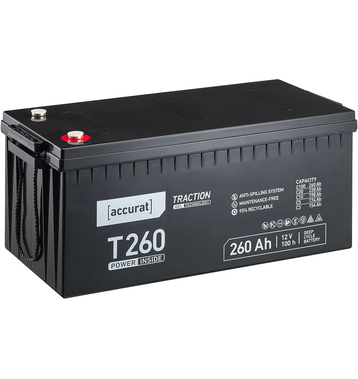 Accurat Traction T260 GEL 12V Batteries Dcharge Lente 260Ah