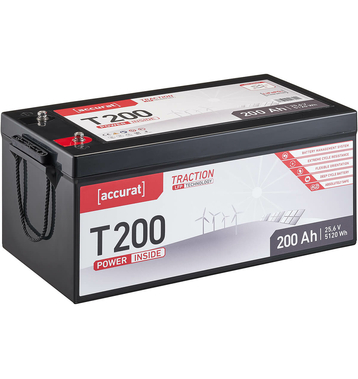 Accurat Traction T200 LFP 24V LiFePO4 Lithium Batteries Dcharge Lente 200 Ah
