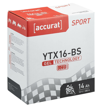 Accurat Sport GEL LCD YTX16-BS Batteries moto 14Ah 12V