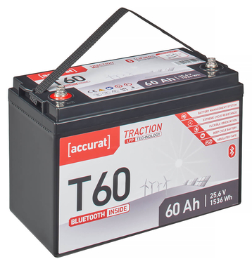 Accurat Traction T60 LFP BT 24V LiFePO4 Lithium Batteries Dcharge Lente 60 Ah