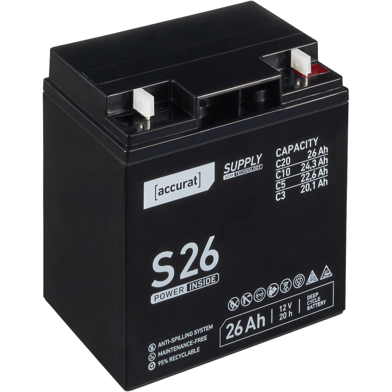 Accurat Supply S12 12V AGM Batterie de plomb 12Ah